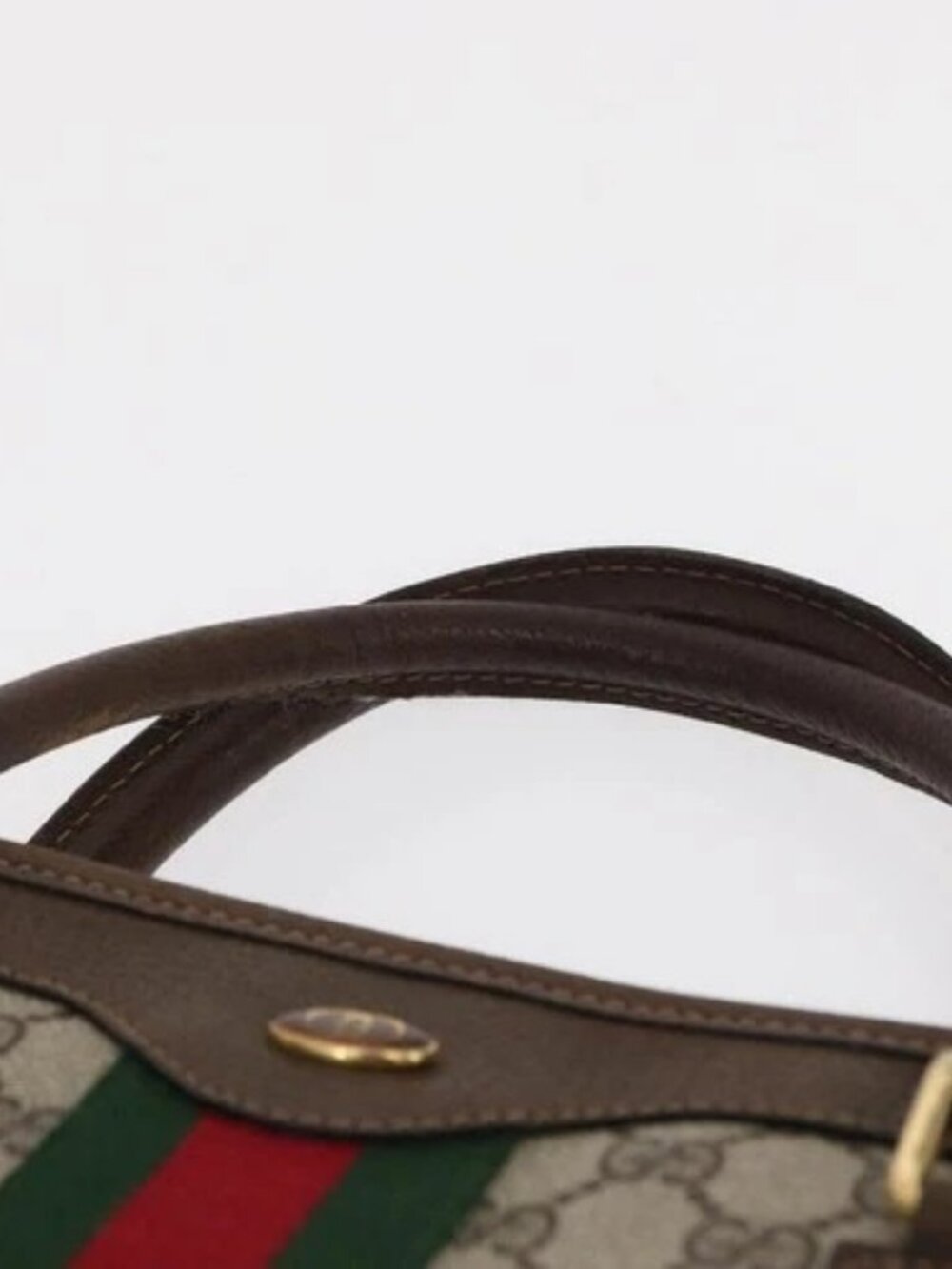 GUCCI GG Supreme Web Sherry Line Tote Bag PVC Beige Gold 010 378 Auth ki6347 - Picture 8 of 16